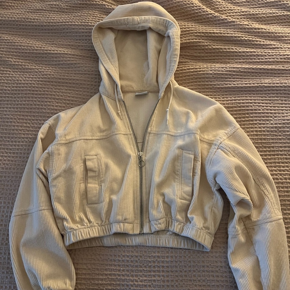 Urban Outfitters Cropped Hooded Corduroy Hoodie